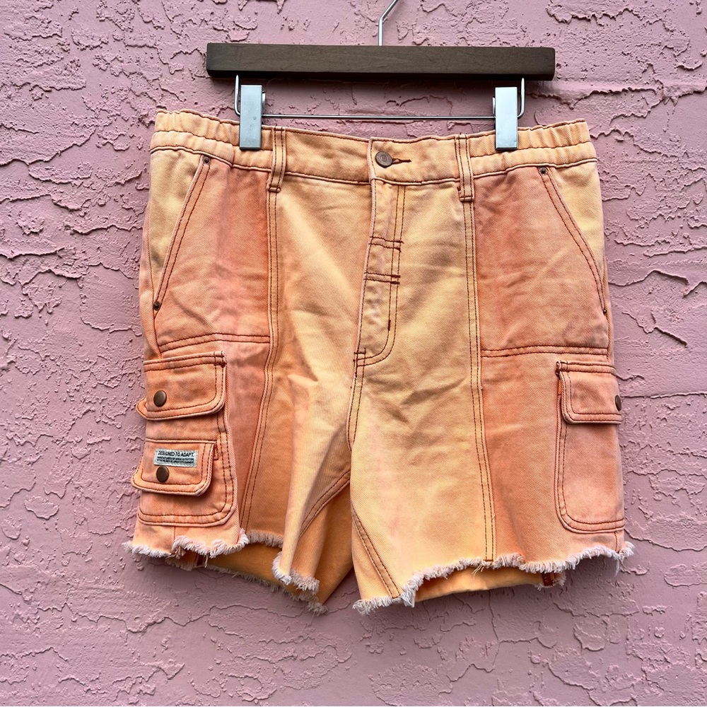 BDG Shorts Orange Faded Cargo Cotton Distressed Womens Size Large